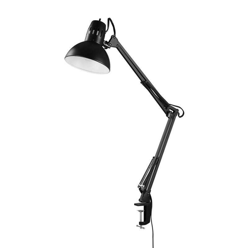 Globe Electric مصباح مكتب متعدد المفاصل من جلوب إلكتريك 56963 بحجم 31.5" مع مشبك معدني، أسود، مفتاح دوار للتشغيل/الإيقاف على الظل، ذراع متأرجح قابل للتعديل جزئيًا، أساسيات المنزل، ضوء قراءة، ديكور المكتب - Image 1